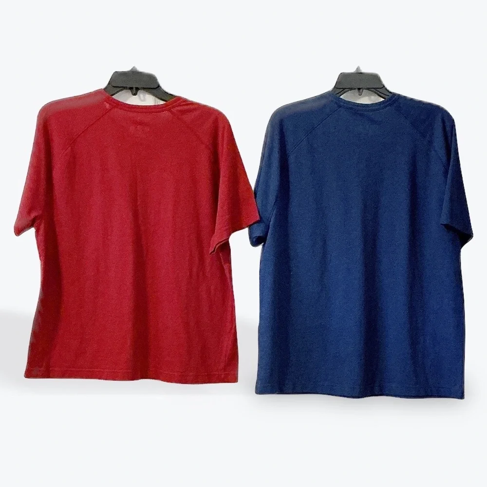 Banana Republic SS Mesh Tee Lot 2 Mens XL Red Blue Quick Dry Moisture Wicking